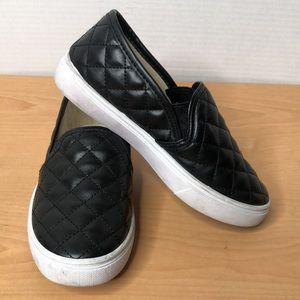 Faux Leather Quilted Slip Ons